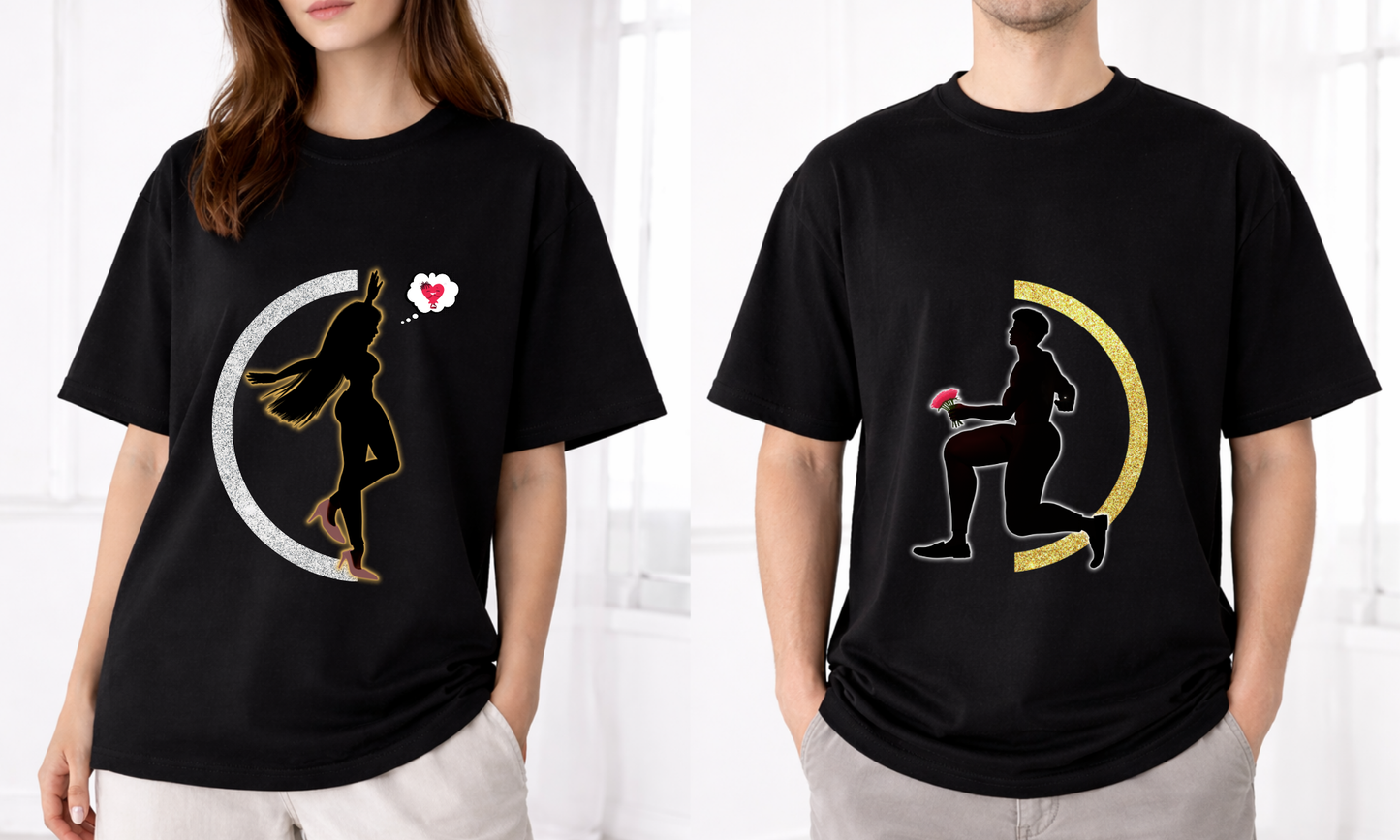 Black Couple Oversized T-Shirt Set | Modern Love | Design A & Design B