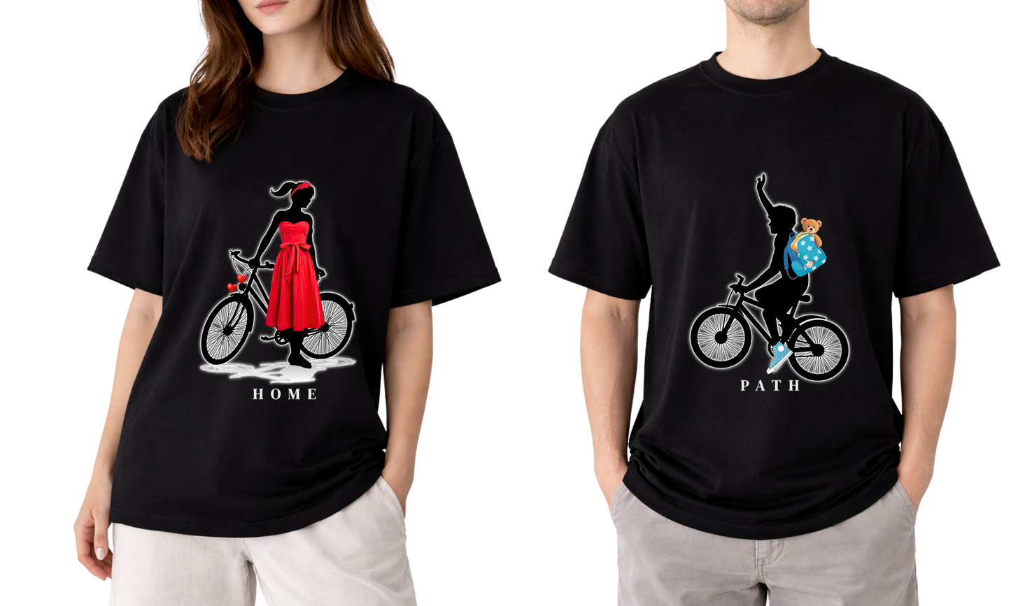 PATH × HOME – Black Couple Oversized T-Shirt Set | Modern Love | Design A & Design B