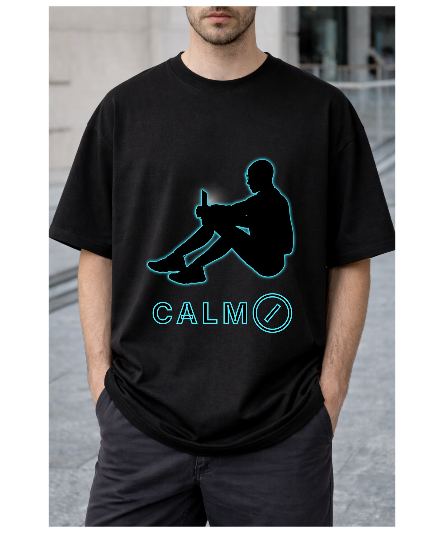 CALM⊘ Glow Silhouette Oversized Unisex T-Shirt | Modern Mindfulness