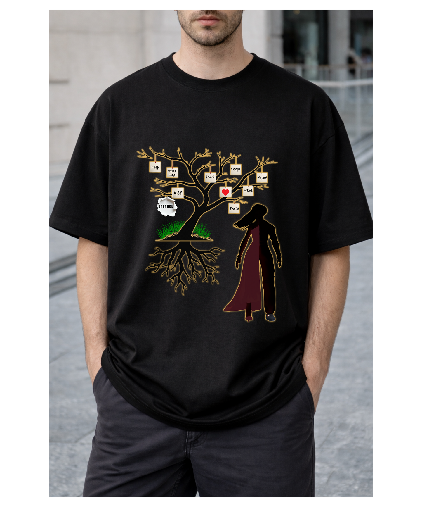 Unisex Oversized Standard T-Shirt – Modern Spiritual Ardhnareshwar Tree Design