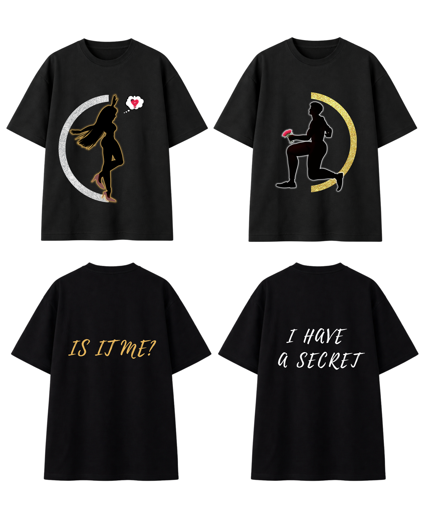 Black Couple Oversized T-Shirt Set | Modern Love | Design A & Design B