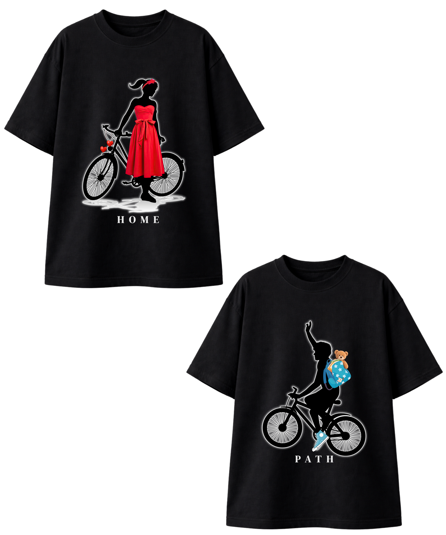 PATH × HOME – Black Couple Oversized T-Shirt Set | Modern Love | Design A & Design B