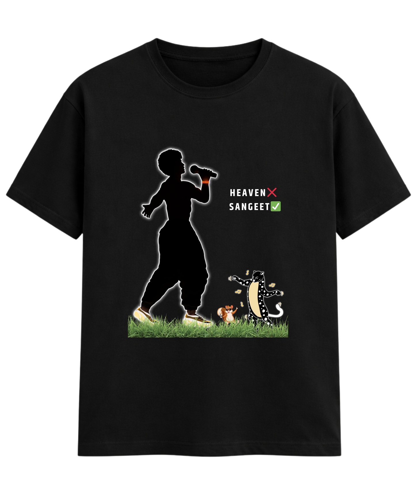 Heaven ❌ Sangeet ✅ Men’s Crew T-Shirt | Modern Spiritual Music Graphic Tee