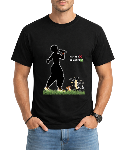 Heaven ❌ Sangeet ✅ Men’s Crew T-Shirt | Modern Spiritual Music Graphic Tee