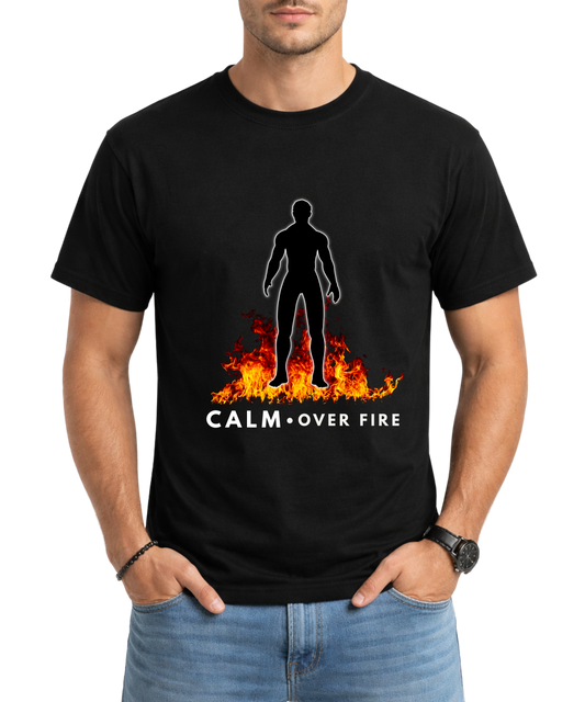 Calm Over Fire – Men’s Spiritual Cotton Crew Neck T-Shirt
