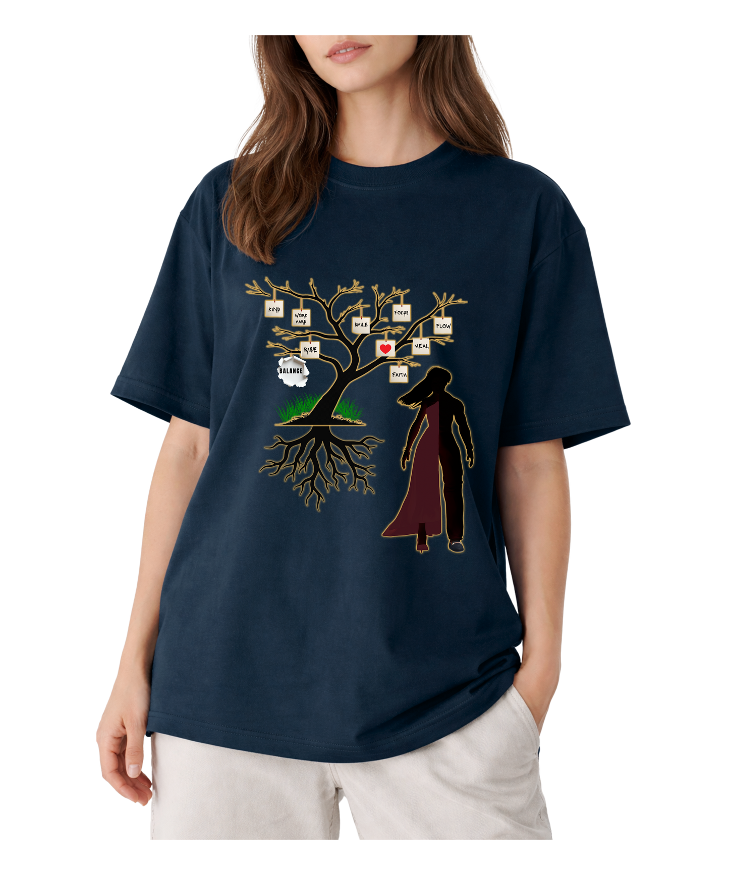 Unisex Oversized Standard T-Shirt – Modern Spiritual Ardhnareshwar Tree Design