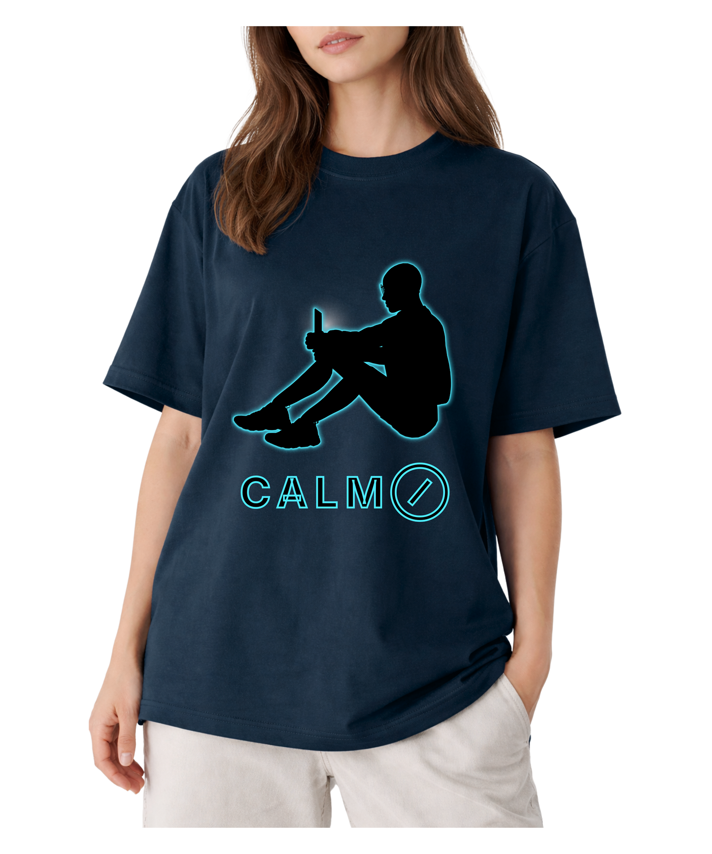 CALM⊘ Glow Silhouette Oversized Unisex T-Shirt | Modern Mindfulness
